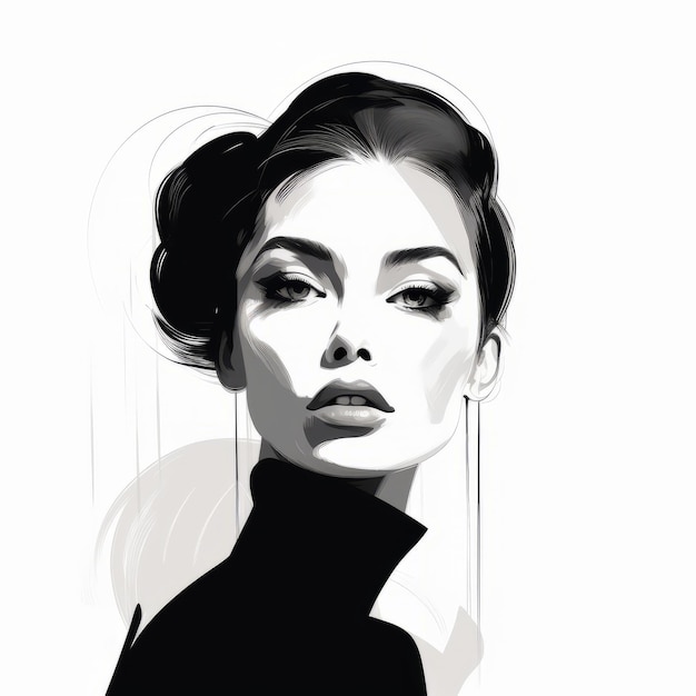 Photo minimalist fashion illustration charlotte stark black and white silhouette
