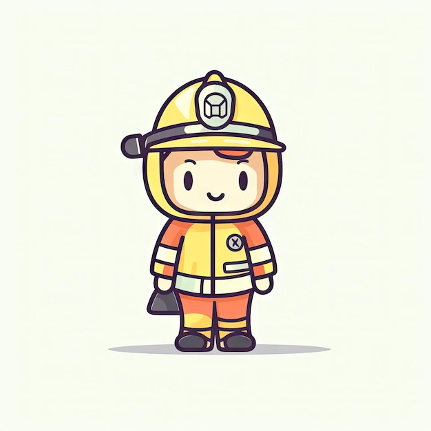 Minimalist Firefighter Illustration on White Background