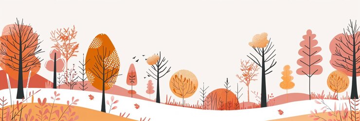 Photo minimalist flat illustration of the autumn forest
