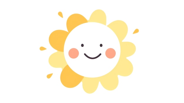 Photo minimalist flat style kawaii logo with happy sun in yellow ai generated