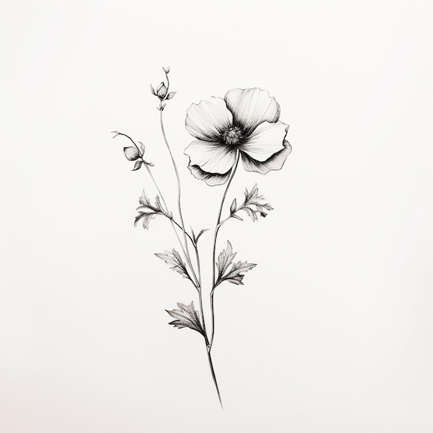 Photo minimalist floral drawing