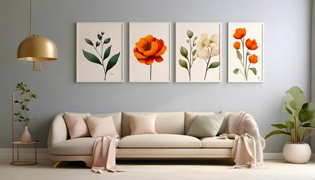 Photo minimalist floral wall art unveiling powerful messages through black line elements