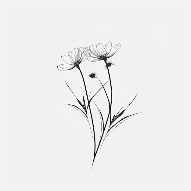 Premium AI Image | Minimalist flower line art on white background, AI ...