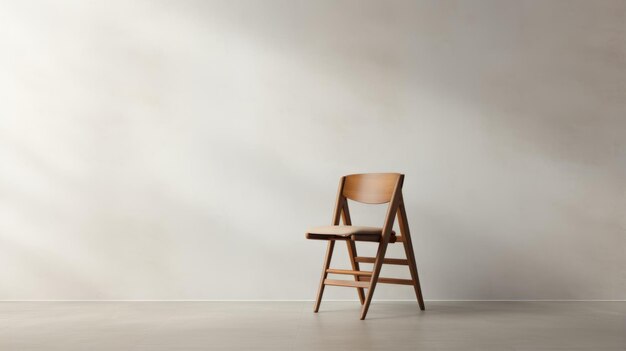 Minimalist Folding Chair By West Elm In Front Of White Empty Wall