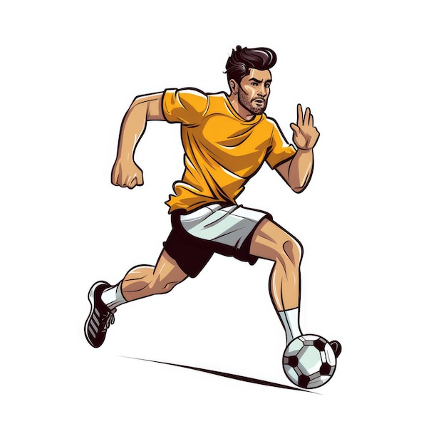 Minimalist Football Cartoon Clip Art with Thick Outlines on White Background Running Clipart