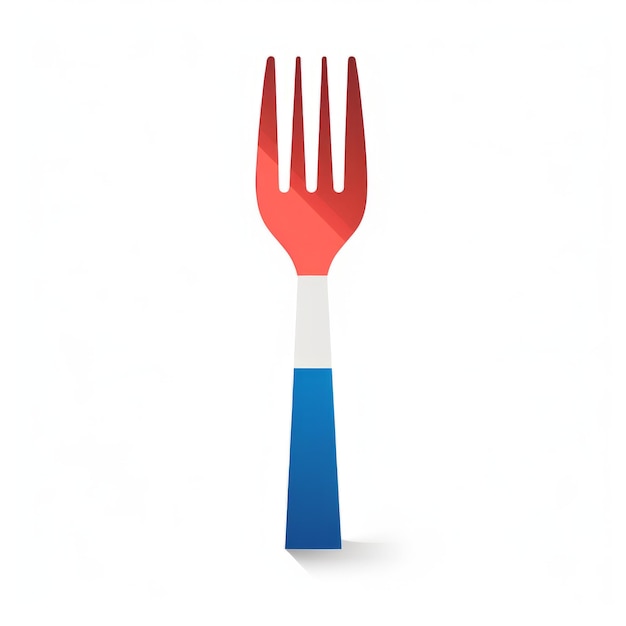 Minimalist Fork Icon With Blue Red And White Colors