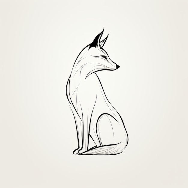 Photo minimalist fox illustration with organic flowing lines