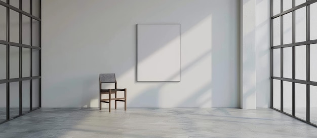 Minimalist frame mockup on white floor