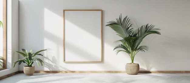 Minimalist frame mockup on white floor