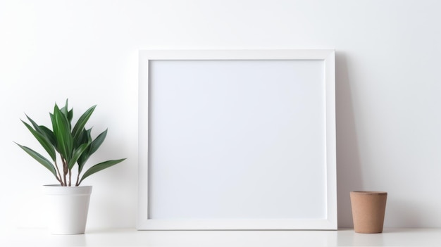 Minimalist Frame Narrative Mockup With White Background And Photorealistic Design