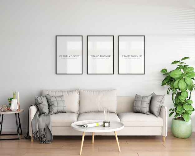 Photo minimalist frame wih flral mockup