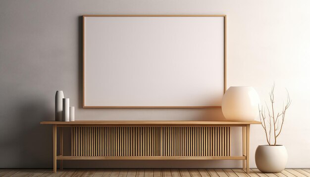 Minimalist Frame and Wooden Console with Silhouette Lighting