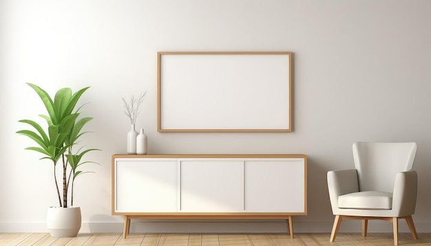 Minimalist Frame and Wooden Console with Silhouette Lighting