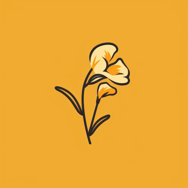 Photo minimalist freesia flower icon on yellow background