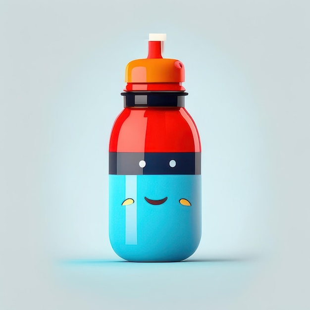 Minimalist funny bottle character Generative AI