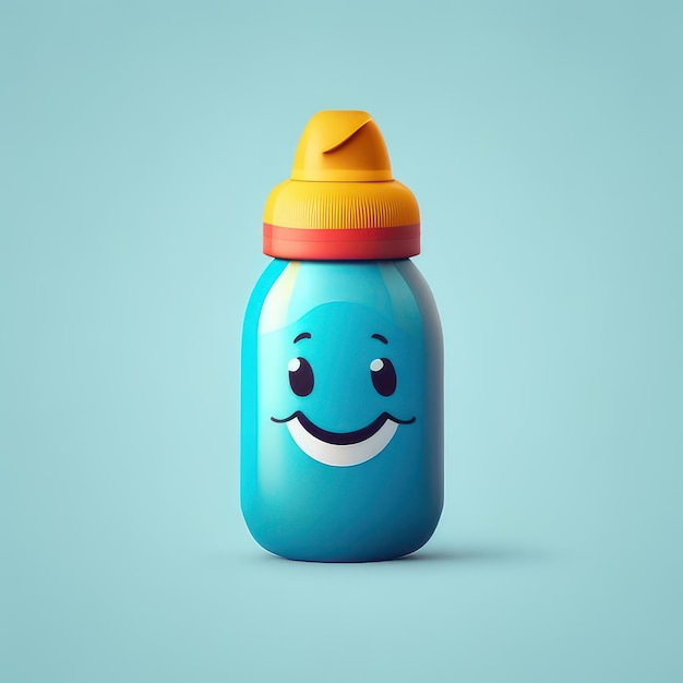 Minimalist funny bottle character generative ai