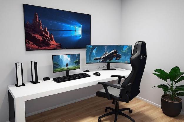 Photo minimalist gaming setup essentials focused mockup