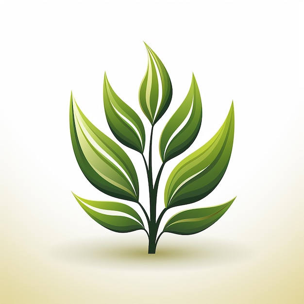 minimalist geometric logo of green leaf vector graphic