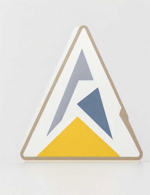 A minimalist geometric sticker of a triangle with a star in the center