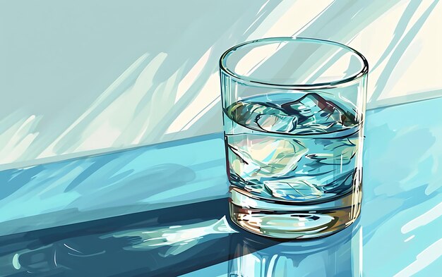 Photo minimalist glass of water on table art