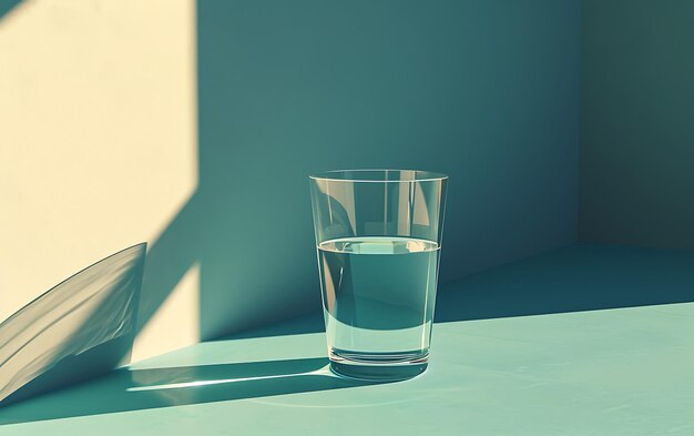 Photo minimalist glass of water on table art