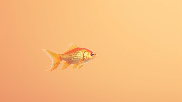 Photo minimalist gold fish swimming on pale yellow background