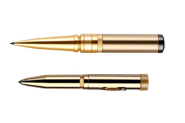 Minimalist golden brass ballpoint pen open