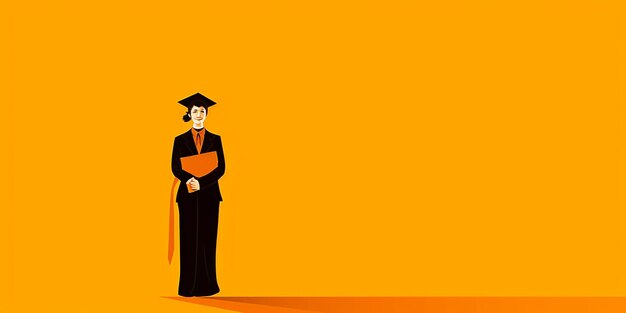 Minimalist graduate banner on orange background Generative Ai