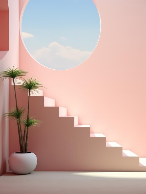 Minimalist Graphic Art Design in Pastel Colors AI Generated 3D Image