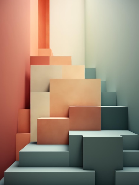 Minimalist Graphic Art Design in Pastel Colors AI Generated 3D Image