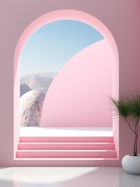 Minimalist Graphic Art Design in Pastel Colors AI Generated 3D Image