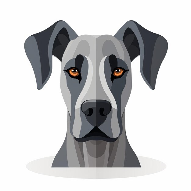 Minimalist Great Dane Dog Face Vector Illustration