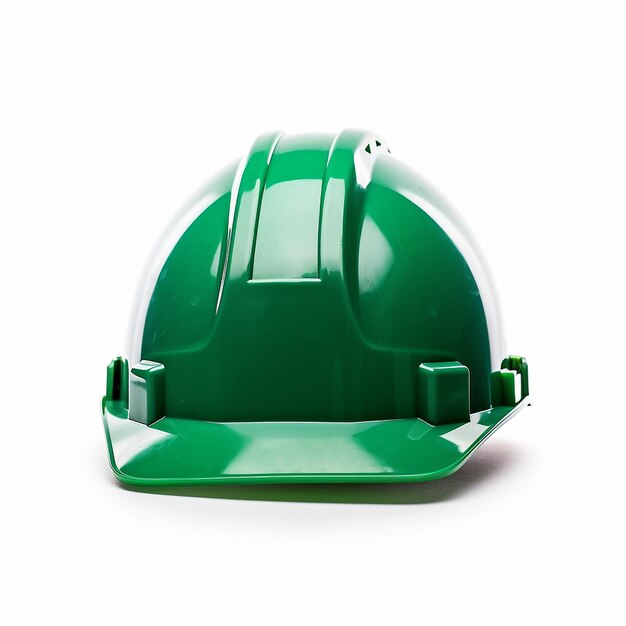 Foto minimalista green hard hat isolato su bianco