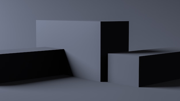 Minimalist Grey Boxs shape scene