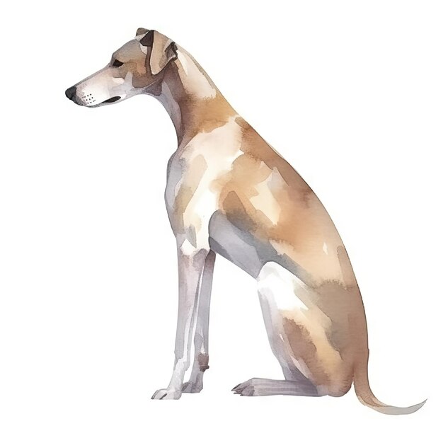 Minimalist Greyhound Watercolor Painting on Soft Pastel Background