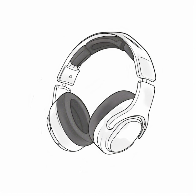 Minimalist Headset Illustration On White Background