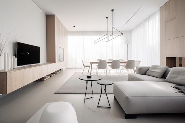 Minimalist home interior with sleek and modern furniture clean lines and minimalist details