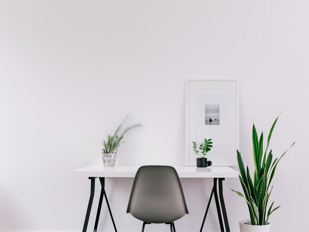 Photo minimalist home office with white desk