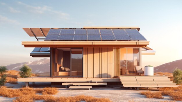 Minimalist home with solar panels