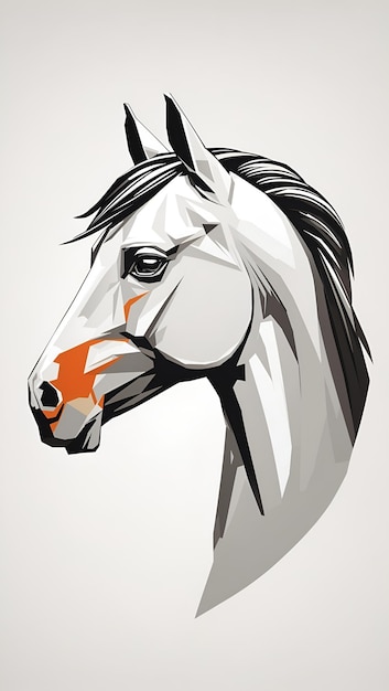 Minimalist Horse Head Side View Vector on White Background