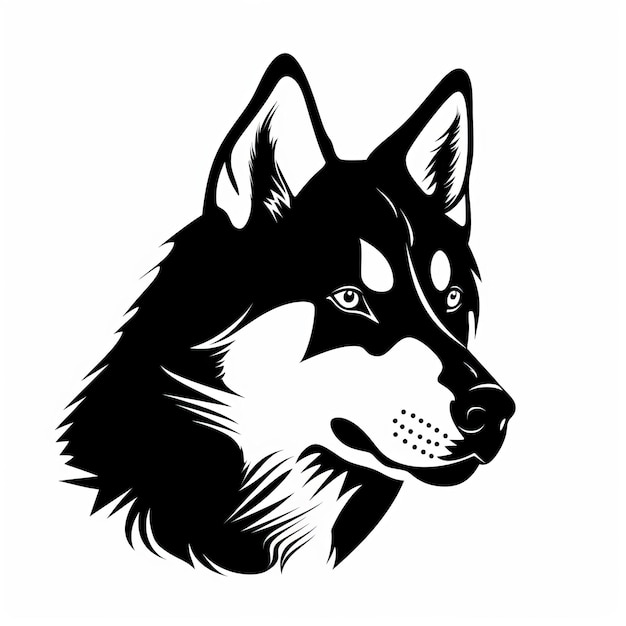 Minimalist Husky Dog Face Silhouette Vector Illustration