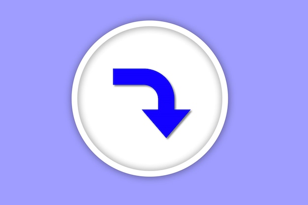 写真 ラベンダーの背景に白いボタンに青い矢印が付いたシンプルなアイコン