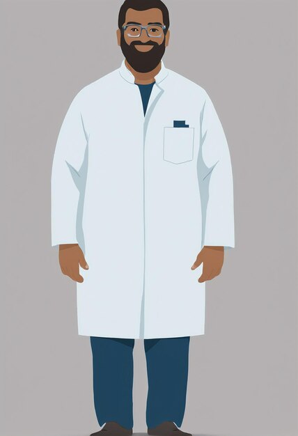 Foto illustrazione minimalista un uomo con una camicia da laboratorio e occhiali