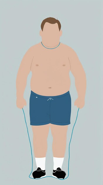 Photo minimalist illustration a man with a skipping rope in his hands