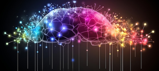 인간의 뇌 기능을 향상시키는 신경 연결  임플란트의 미니멀 일러스트레이션