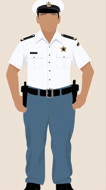 Photo minimalist illustration a police officer in uniform