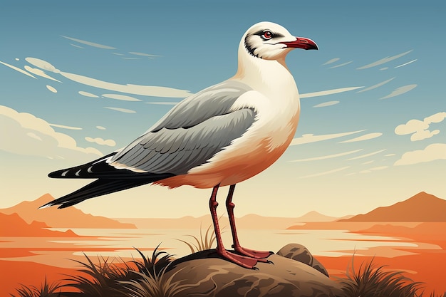 minimalist illustration of a seagull AI generated