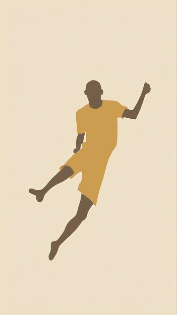 Foto illustrazione minimalista una silhouette di un giocatore di basket con una maglia gialla