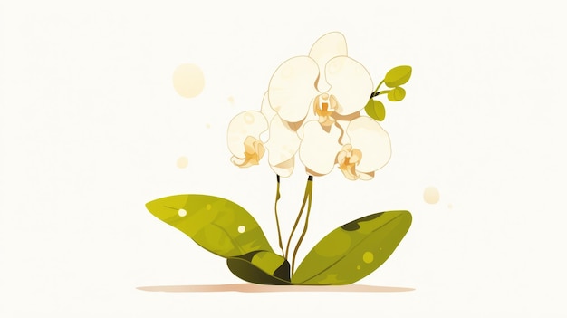 Minimalist Illustration of a Single Orchid Flower on Plain Background Generative AI