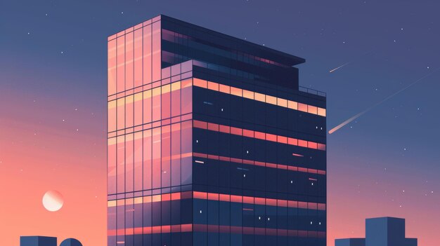 Photo a minimalist illustration of a sleek office building ai generated illustration